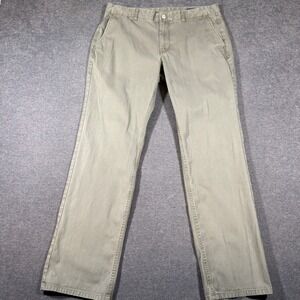Bonobos Chino Pants Mens 35x32 Olive Green Straight Leg Cotton Casual Trousers